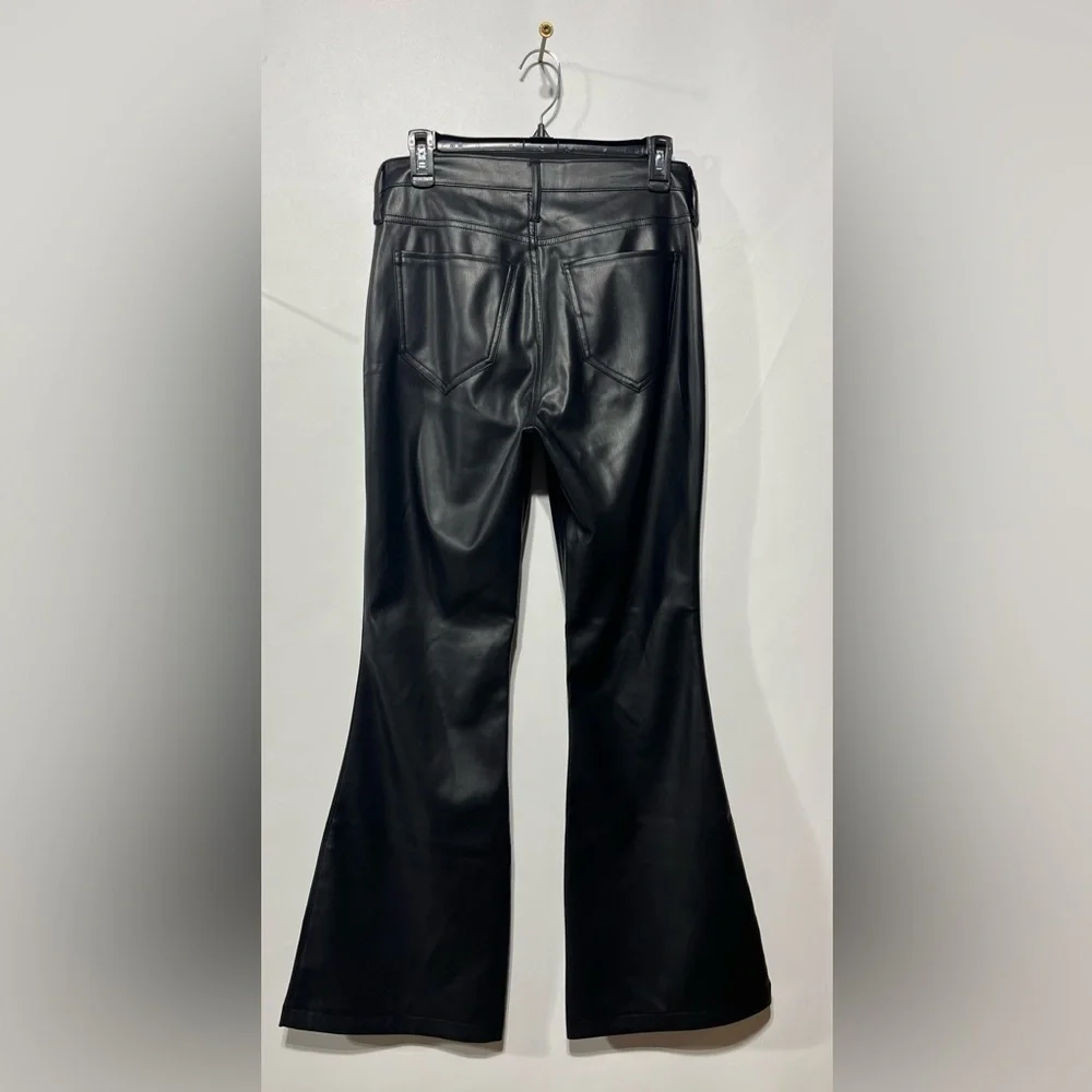 Hollister High-Rise Flare Black Soft Faux Leather Pants Size 7R (W28) Inseam 31” - Picture 3 of 6